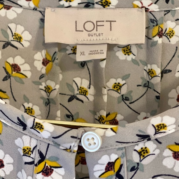 LOFT Womens Top Keyhole Floral Ditsy Long Sleeve Blouse - Picture 3 of 4